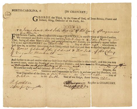 Early North Carolina Court Document
