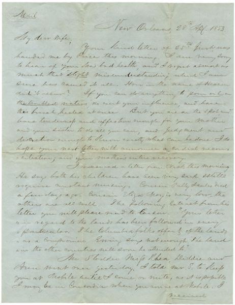 He Defended the Klan During the Colfax Massacre & Was Influential in Overthrowing Republican Rule in Louisiana - In this Letter he is Rewarded with a Slave as a Bonus for Winning a Suite in which