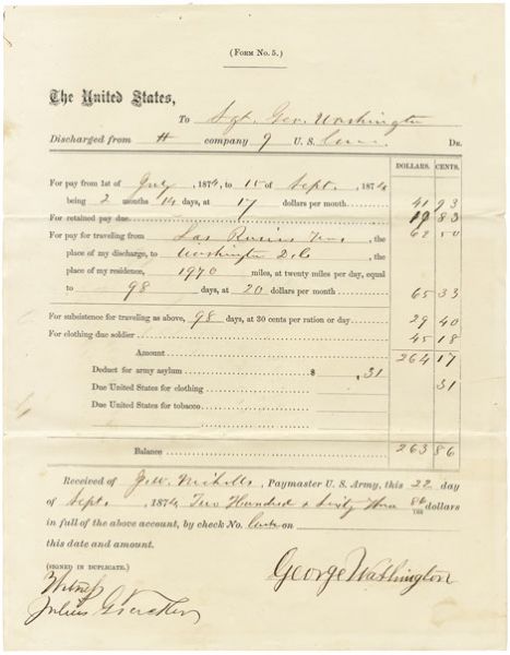 “Buffalo Soldier” Discharge for Sgt. George Washington