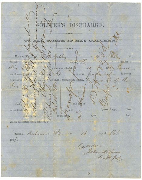 Early War 11th Alabama Infantry Discharge - Signed by General Douglas MacArthur’s Uncle