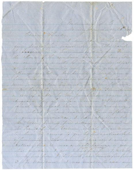 1861 Letter Sending Supplies to an Officer in the 14th South Carolina