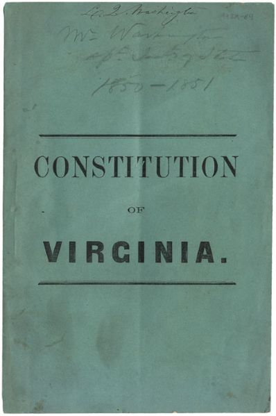 The “Constitution of Virginia” Signed by the Man Who Tipped Off Governor Pickens about the Reinforcement at Fort Sumter