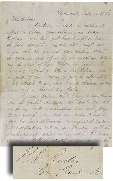 Excellent War-date Autograph Letter Signed by Confederate General Robert E. Rodes