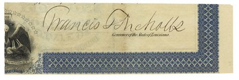 Good Confederate General Francis Redding Tillou Nicholls Signature