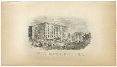 Menu for the Fifth Avenue Hotel