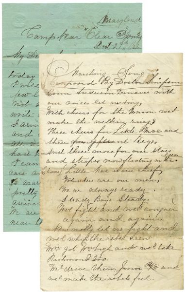 Anderson Zouaves Letter & Patriotic “Marching Song”