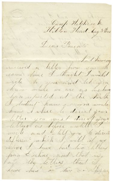 7th Connecticut Letter Mentions Rebels and WIA Lt. Later KIA