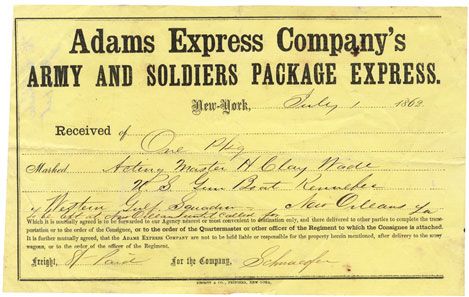 Adams Express Package Sent to the Gun Boat Kennebec While on Blockade Duty