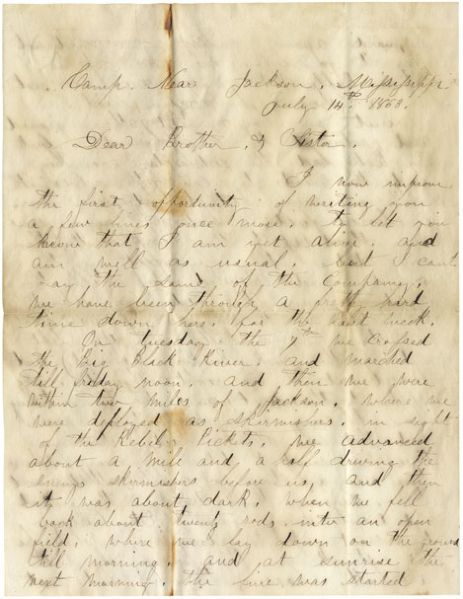 Great Battle of Jackson, Mississippi Letter