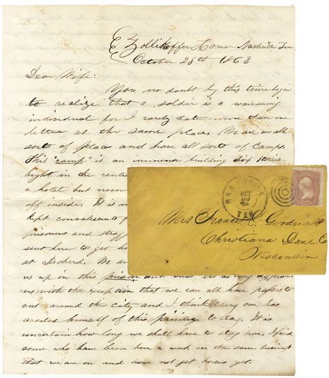 1st Wisconsin Cavalry Letter from the Zollicoffer House in Nashville