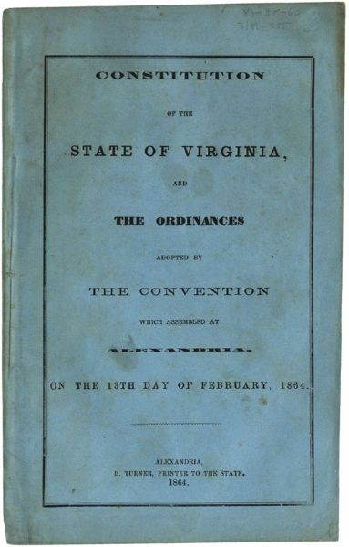 1864 Printing of the Constitution of the State of Virginia