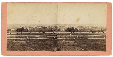 Early Postwar Stereoview of Seminary Ridge Gettysburg Battlefield