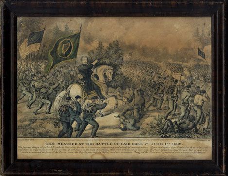 Currier & Ives Print of General Thomas Francis Meagher at The Battle of Fair Oak.