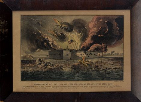 Currier & Ives Print of the Bombardment of Fort Pulaski