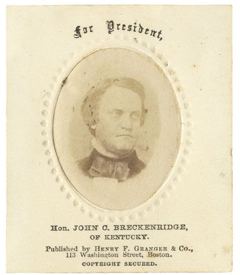 1860 Presidential Campaign Photograph For The Southern Democrats