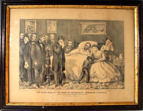 Currier & Ives Print of Lincoln's Death Bed Scene. 