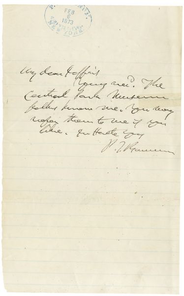 P.T. Barnum Autograph Letter Signed