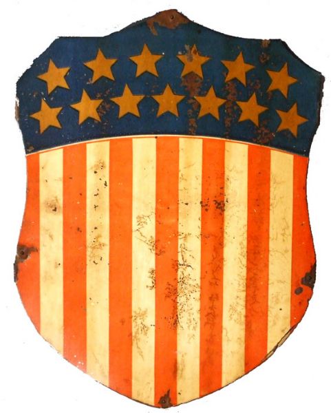 Patriotic Shield with Gold Stars Produced to Commemorate the Birth of the Nation