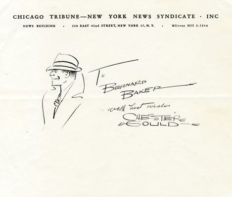Chester Gould Drawing of Dick Tracy