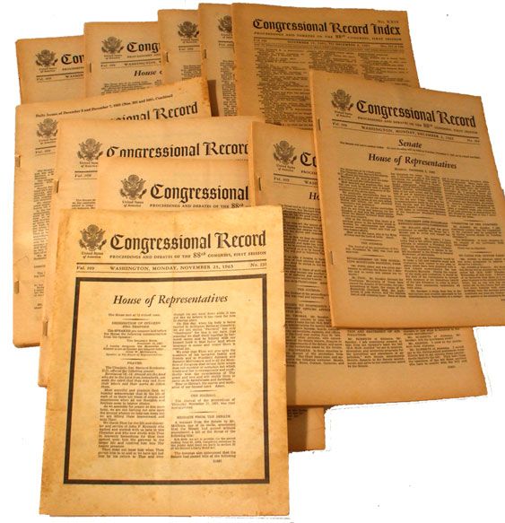Congressional Record Group Dealing with the Kennedy Assassination