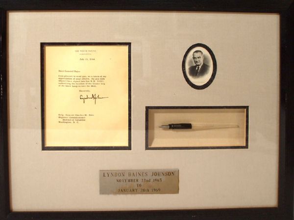 President Johnson Presents a Bill Signer pen