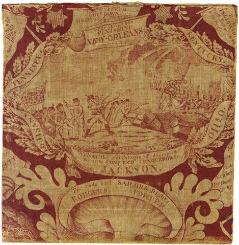 Textile Printing of General Jackson’s Victory at the Battle of New Orleans