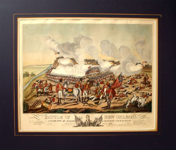 Battle of New Orleans and Death of Major General Packenham Printed in 1817