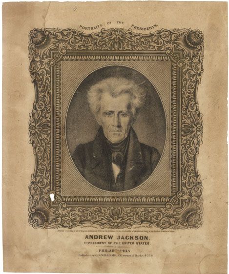 Stone Lithograph by Deaf Mute Albert Newsam of Andrew Jackson