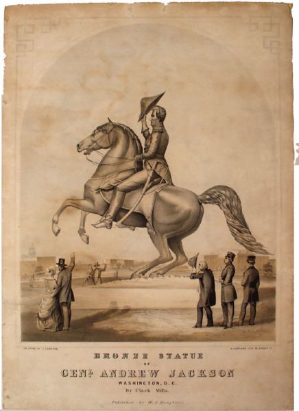 Currier Printing of an Equestrian Statue of General Jackson