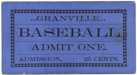 19th Century Minor League Baseball Ticket 