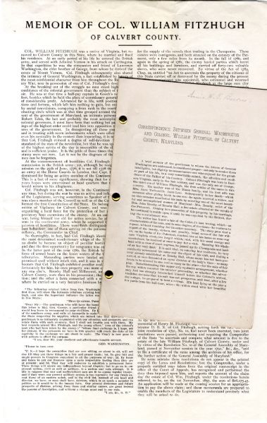 Three Printed Col. Wm. Fitzhugh & George Washington Documents