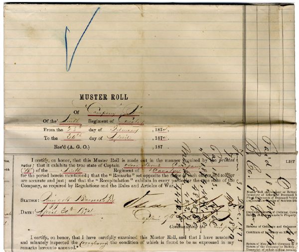 Buffalo Soldier Muster Roll Signed by Medal of Honor Recepients John Denny & Brent Woods