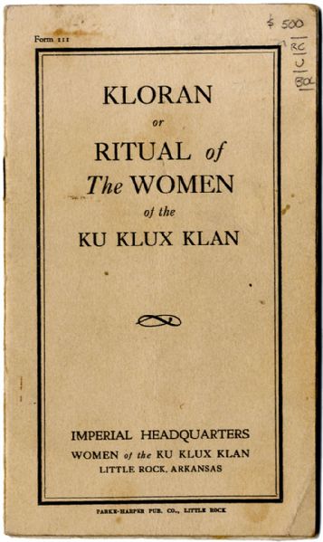 The Kloran for Women of the KKK