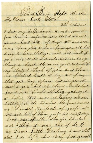 28th Georgia Soldier Writes of Being the Target of Two Loads of Grape Shot