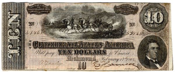 Confederate $10 Note Presented by 2nd South Carolina Soldier