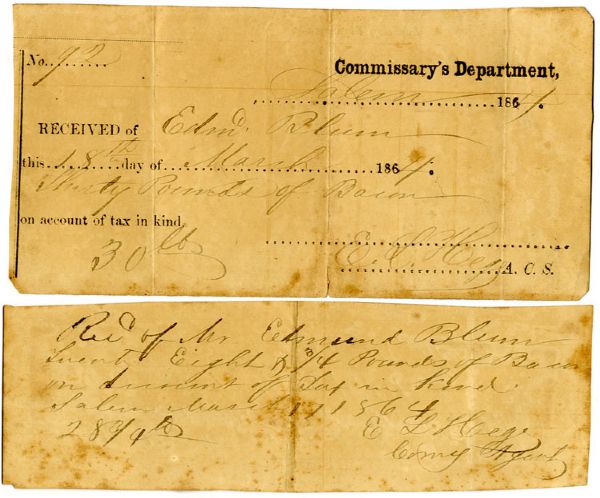 Salem North Carolina Confederate Documents