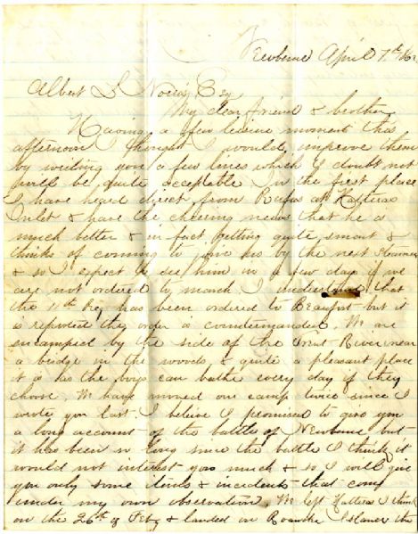Outstanding 11th Connecticut Infantry Officer’s Letter on the Battle of New Bern, North Carolina
