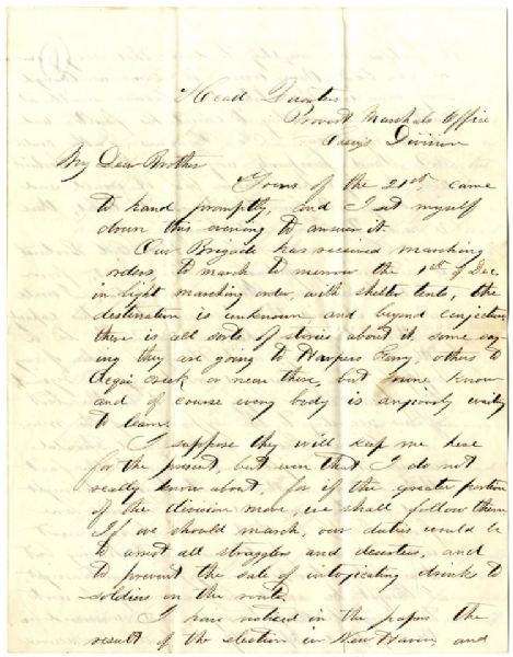 15th Connecticut Soldier Writes of Politics and War News