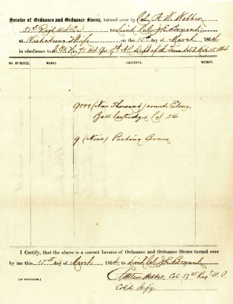 51st United States Colored Troops Document Signed by General Webber