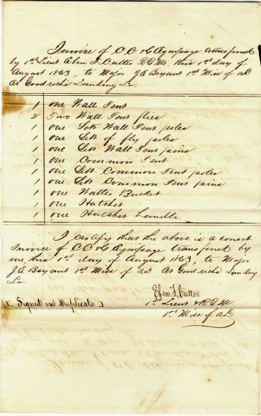 1st Mississippi of African Descent War-date Document