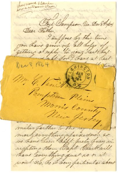 1st New Jersey Light Artillery Soldier’s Letter