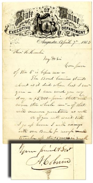 War-date Letter by the Governor of Maine