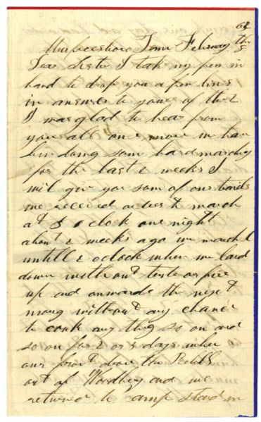 17th Indiana Soldier’s Letter “... They fired in to our train yesterday and wounded 2 or 3 and took 2 or 3 pieces 