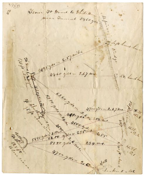 Cannon Trajectory Map Penned by the Commander of Fort Sheridan Who Was Awarded the Medal of Honor for Action at Perryville