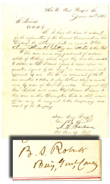 War-date Endorsement Signed by General Benjamin Stone Roberts