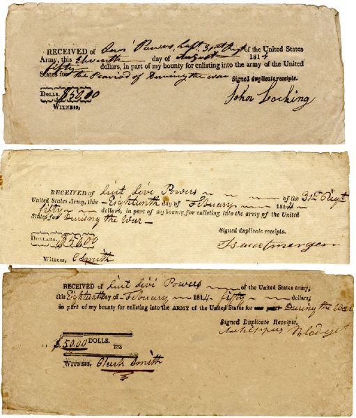 War of 1812 Bounty Receipts