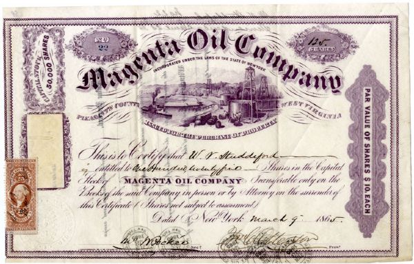 Magenta Oil Company Stock Certificate
