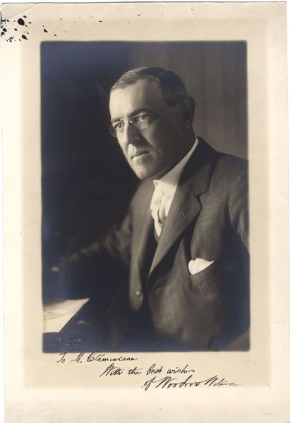 President Wilson Inscribes a Photo To His French Counterpart