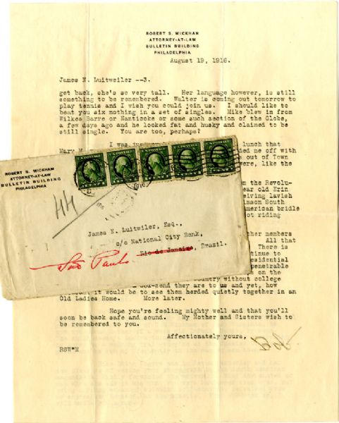 Pancho Villa Expedition Letter to Noted International Financier James Luitweiler