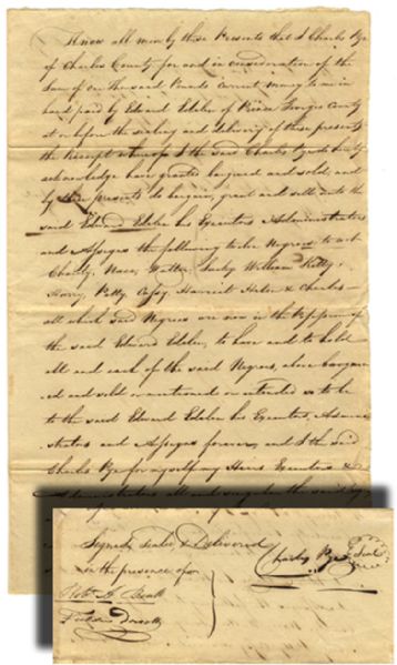 Maryland Slave Document Naming Twelve Slaves
